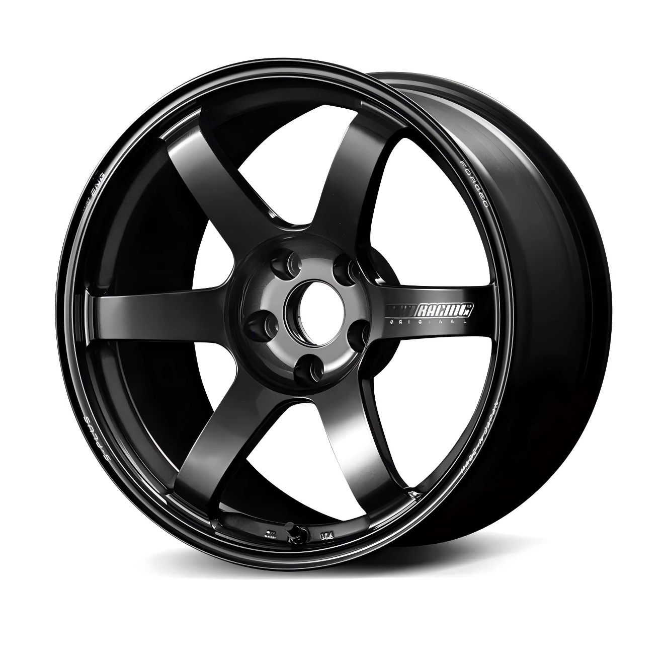 Sport six-spoke (RAYS Volk Racing TE37-inspired) aftermarket wheel